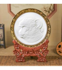 《十二生肖·猴》浮雕瓷盘